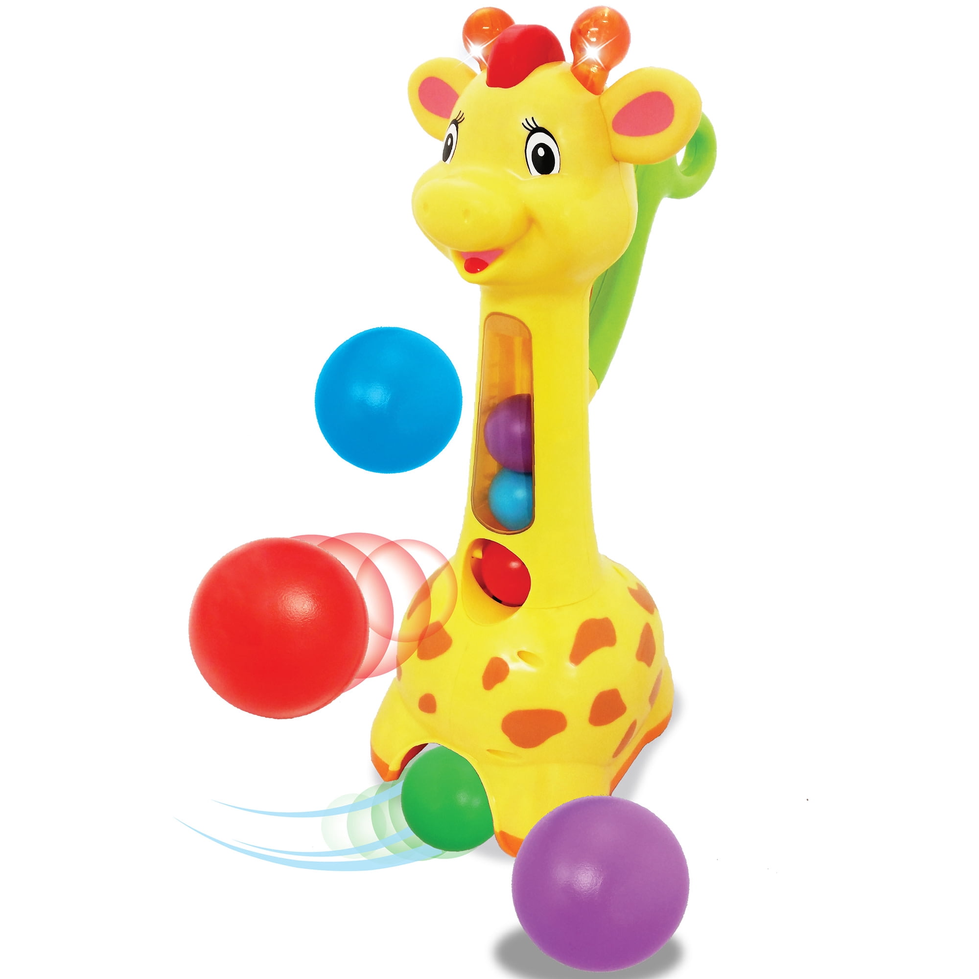 Kiddieland: Pick n' Pop Giraffe - Light & Sounds Interactive Toy Walker, Chasing Play, Blast & Collect Balls, Push & Pull Handle, Kids-Toddlers 18mo+