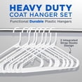 thumbnail image 2 of SereneLife 10-Pack Standard Plastic Space Saving Durable Tubular Heavy Duty Clothes Hanger, (White), 2 of 7