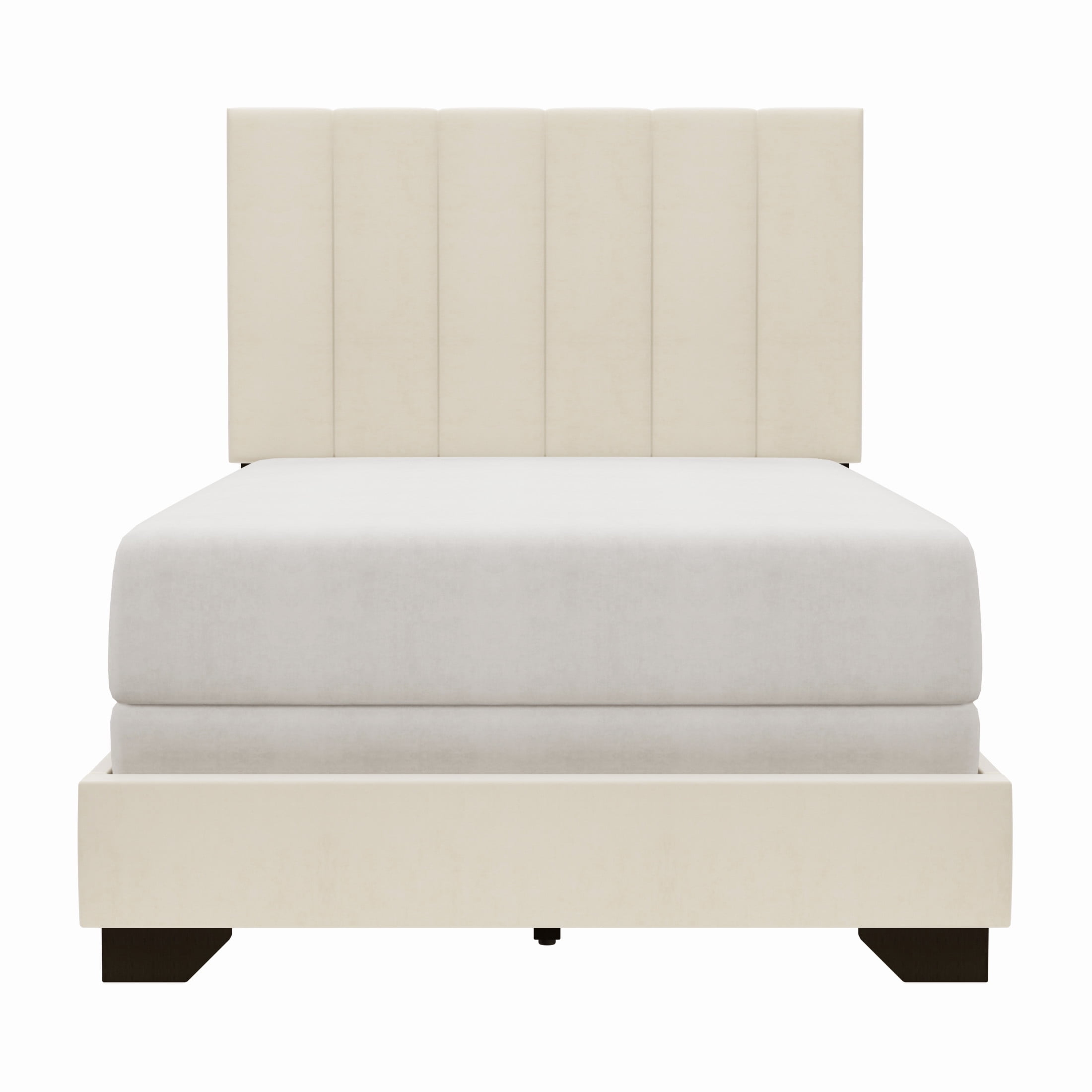 Reece Channel Stitched Upholstered Twin Bed, Ivory, by Hillsdale Living Essentials