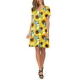 thumbnail image 4 of Outfmvch Fall Dresses Womens Dresses Orange Dress Women Summer Short Sleeve Sunflower Printed Pockets Sundress Casual Swing Dress Womens Dresses Orange M, 4 of 7
