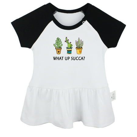 

What Up Succa Cactus Funny Dresses For Baby Newborn Babies Skirts Infant Princess Dress 0-24M Kids Graphic Clothes (Black Raglan Dresses 18-24 Months)