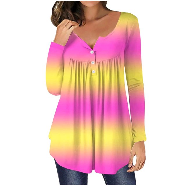 Tops de Mujer Blusas de Manga Larga Camiseta Suelta Estampada de Moda Cuello Redondo Casual Odeerbi ODB183415