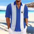 thumbnail image 1 of Camisas hawaianas de moda de verano 2024 con estampado de rayas retro de bolos, camisas de solapa de manga larga para hombres, camisas de vestir para hombres Vaion, 1 of 6