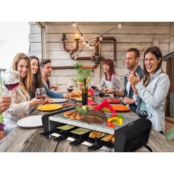 TAMARIT Raclette 3-in-1 Electric Grill - Portable, Korean BBQ Indoor with 8 Paddles, Dishwasher Safe Reversible Non-stick Grill