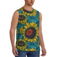 thumbnail image 2 of Xecao Sunflowers Print Men's Tank Top: Sleek Sleeveless Tee for Casual Sports and Beach Occasions-Large, 2 of 7