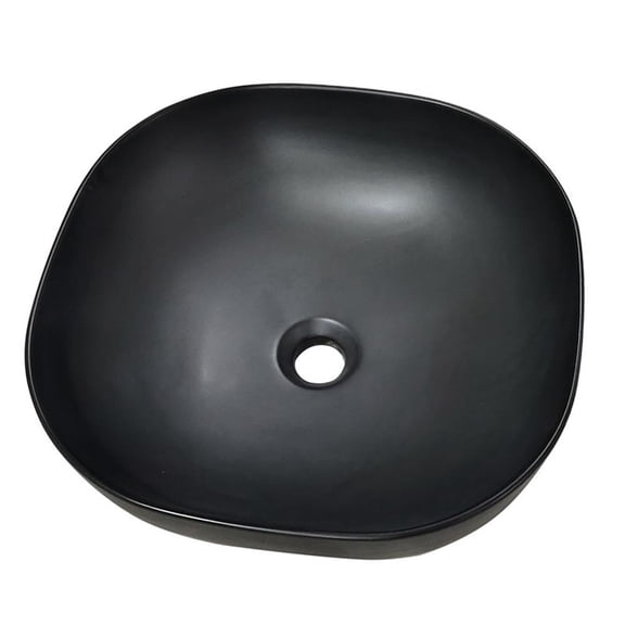 16 x 16 in. Square Matte Black Finish Ceramic Bathroom Vessel Sink