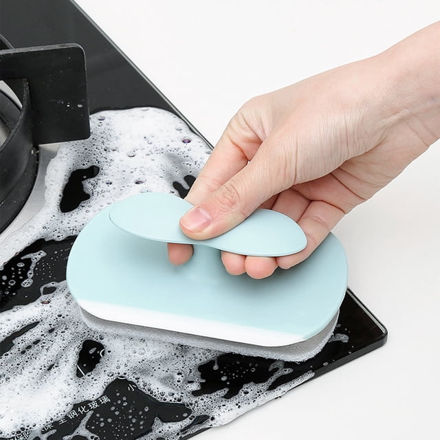 Multifunctional 3 In 1 Glass Wiper Cleaning Brush, Kitchen, Bathroom, and Stove Scrubber Tool, Hard Scraper for Stubborn Stains, Compact Design for Easy Use