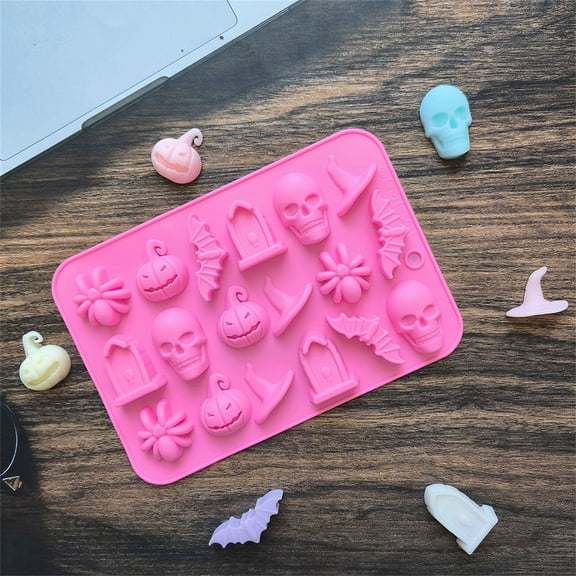 Clearance Under $1 Halloween Silicone Baking Mold 18-Cavity for Chocolates and Soap