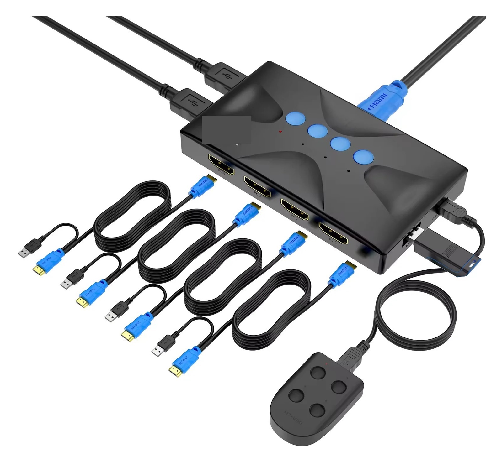 4 Ports KVM Switch USB 4 In 1Out HD Display Multi-computer Host Monitoring Mouse Keyboard Sharing Devices