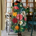 thumbnail image 1 of Uootdi Robes Chasubles pour Femmes Col Rond Sans Manches Motif Floral Poche Robes en Lin Décontractées Confortables Relax Maxi Robes Cadeau, 1 of 7