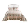 thumbnail image 1 of Juego de ropa de cama Benzara Queen, colcha de algodón de 3 piezas, color azul rosa, 1 of 6