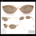 thumbnail image 2 of Trendy Retro 90s Fashion Thin Plastic Rectangular Oval Wrap Sunglasses [Peach - Brown], 2 of 8