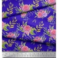 thumbnail image 3 of Soimoi Blue Viscose Chiffon Fabric Leaves & Rose Floral Printed Craft Fabric by the Yard 42 Inch Wide, 3 of 3