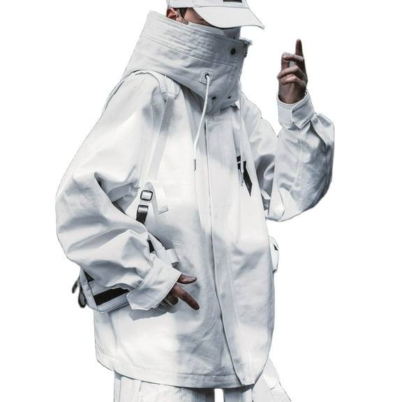 Niepce Inc Japanese Streetwear Kanji White Men's Techwear Jacket