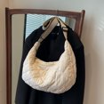thumbnail image 1 of Bolso de mensajero acolchado con forma de media luna para mujer, bolso escolar versátil para estudiantes, 1 of 8