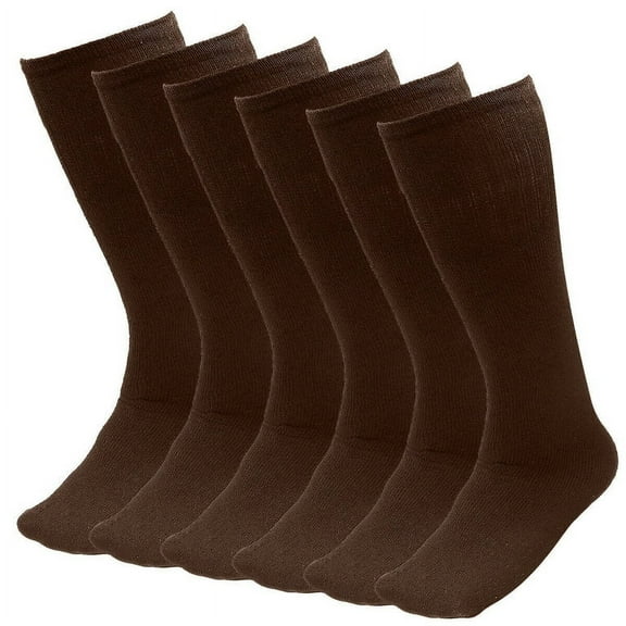 Diamond Star Tube Socks Men 6 Pairs Premium Cushion Cotton Over The Calf Athletic Knee High Socks For Men (Brown - 6 Pairs 26 inches Mid Calf Socks fit size 10-15)
