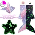 thumbnail image 4 of Manta de cola de sirena que brilla en la oscuridad, saco de dormir de franela de felpa súper suave para niñas de 1 a 10 años (sirena), 4 of 5