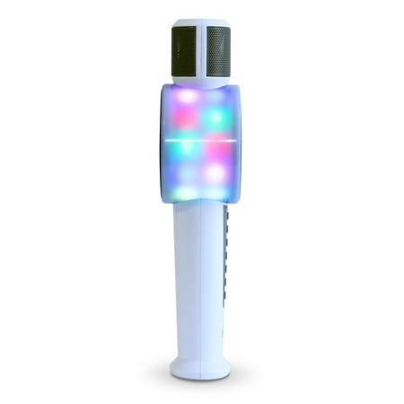 The Singing Machine Party Microphone Instrument with Bluetooth and Voice Changers, White