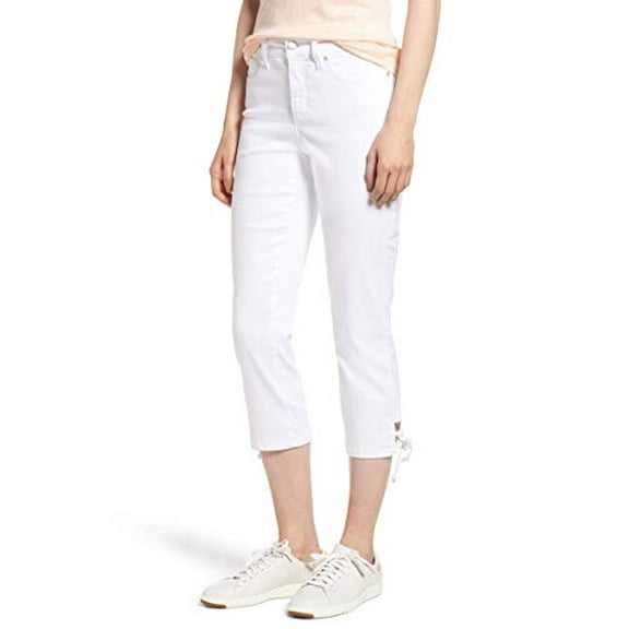 NYDJ Women's Capri with Lace-up Hem, Optic White, 0