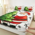 thumbnail image 3 of Manfei Kawaii Santa Claus Twin Sheet Sets,Green Christmas Green Twin Fitted Sheet,Xmas Snowflake Flat Sheet For Child,Super Cozy Room Decor,3 Pieces, 3 of 7