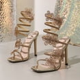 thumbnail image 6 of Serpentine Winding Open Toed Rhinestone Sparkling Flower Slim Heel High Heeled Sexy Sandals For Women, 6 of 8