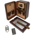 thumbnail image 3 of Prestige Import Group Manhattan XL Travel Cigar Humidor Case Set (Hygrometer, Ashtry, Cutter, Lighter, Humidifier) - Brown, 3 of 11