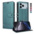 thumbnail image 1 of Premium Wallet Case for iPhone 17 Pro Max with Card Slots & Kickstand, Flip Cover Green, 1 of 7