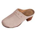 thumbnail image 5 of Dakaela Womens Mules Pumps Round Closed Toe Sandals Chunky Heeled Slides Clogs Slip on Casual Backless Loafers Shoes Size 6-10 Beige, 5 of 6