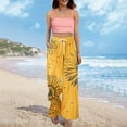 thumbnail image 2 of QIJUNTUO ​Women's High Waisted Wide Leg Palazzo Pants Resort Vacation Wear Comfortable Beach Trousers Petite Length Flowy Boho Attire​ Yellow, 2 of 7