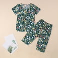 thumbnail image 2 of RMGVDSD Womens Pajama Sets Floral Print Pajamas Short Sleeve Tops and Capri Pants 2 Piece Loungewear Set Sleepwear Soft Nightwear Outfits, 2 of 6