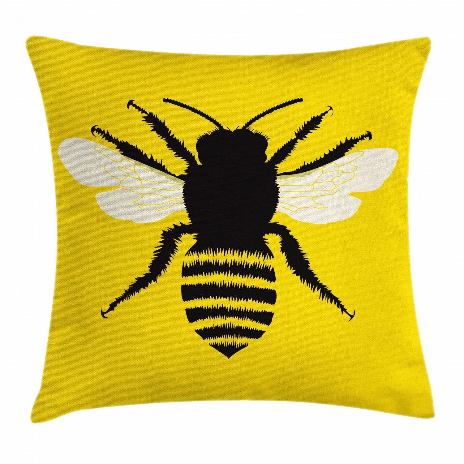 Queen Bee Throw Pillow Cushion Cover, Silhouette of Honeybee with