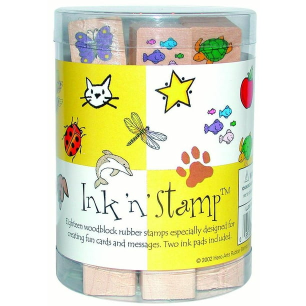 Hero Arts Rubber Woodblock Stamp Set with 2 Inkers, 1 in, Original Mix