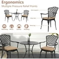 thumbnail image 7 of Bistro Set 3 Piece Rustproof Cast Aluminum Patio Furniture Set with 2 White Chairs and 1 Table for Outdoor Garden Balcony, 7 of 7