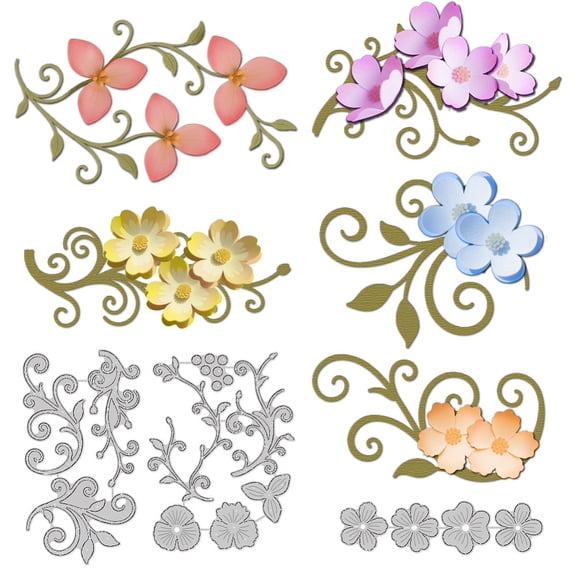 Flower Vines Cutting Dies Flowers Leaves Card Making Die Stencil Carbon Steel Die Cuts Card Embossing Template Dies