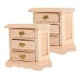 thumbnail image 2 of Shisuyan 2pcs Mini House Wooden Night Table Model Wooden Dollhouse Bedside Table Model Decoration, 2 of 9