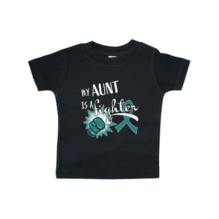 

Inktastic Ovarian Cancer Awareness My Aunt is a Fighter Gift Baby Boy or Baby Girl T-Shirt