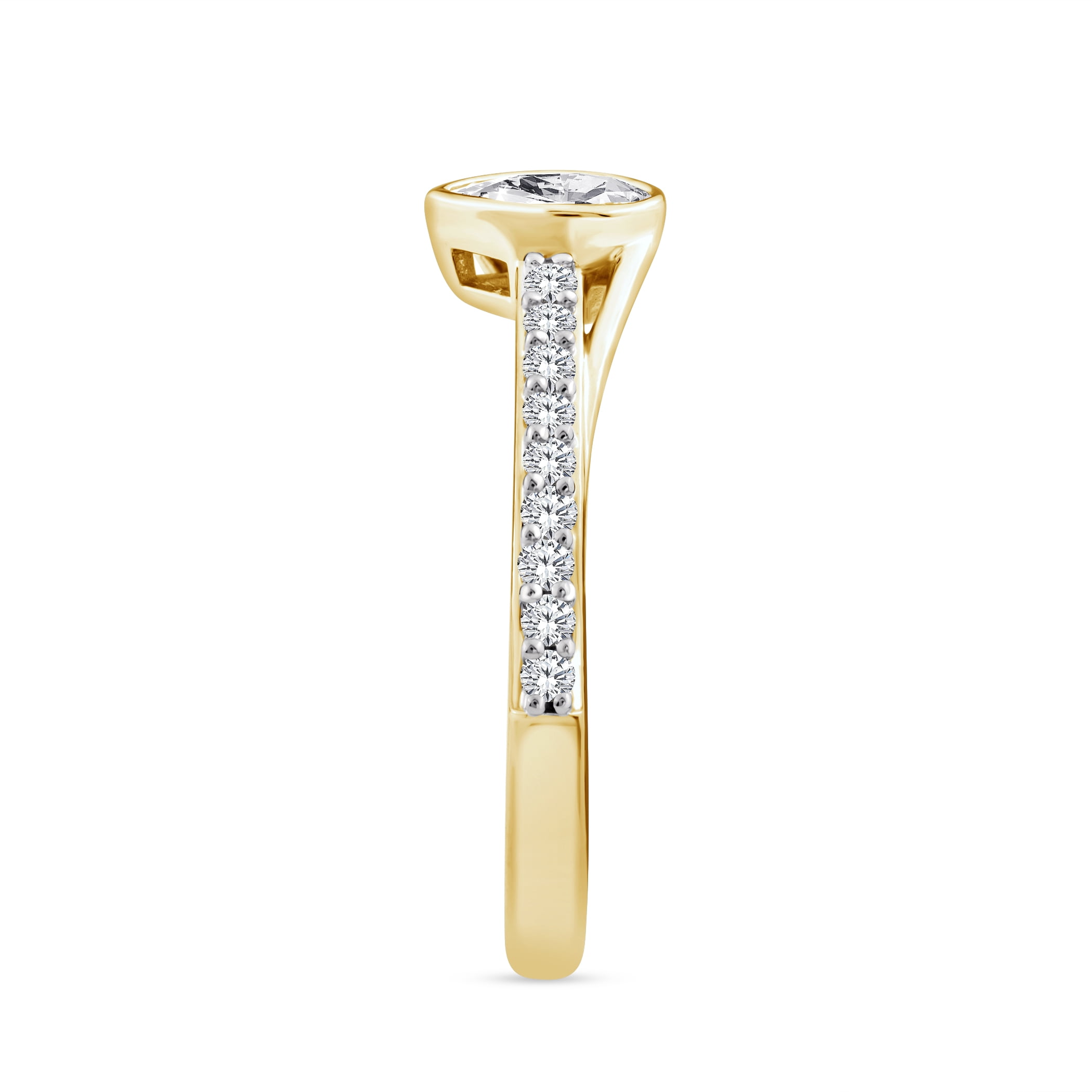 Brilliance Fine Jewelry 1/2 Ctw Lab Grown Diamond Promise Ring in 14K Yellow Gold-Plated Sterling Silver, Women