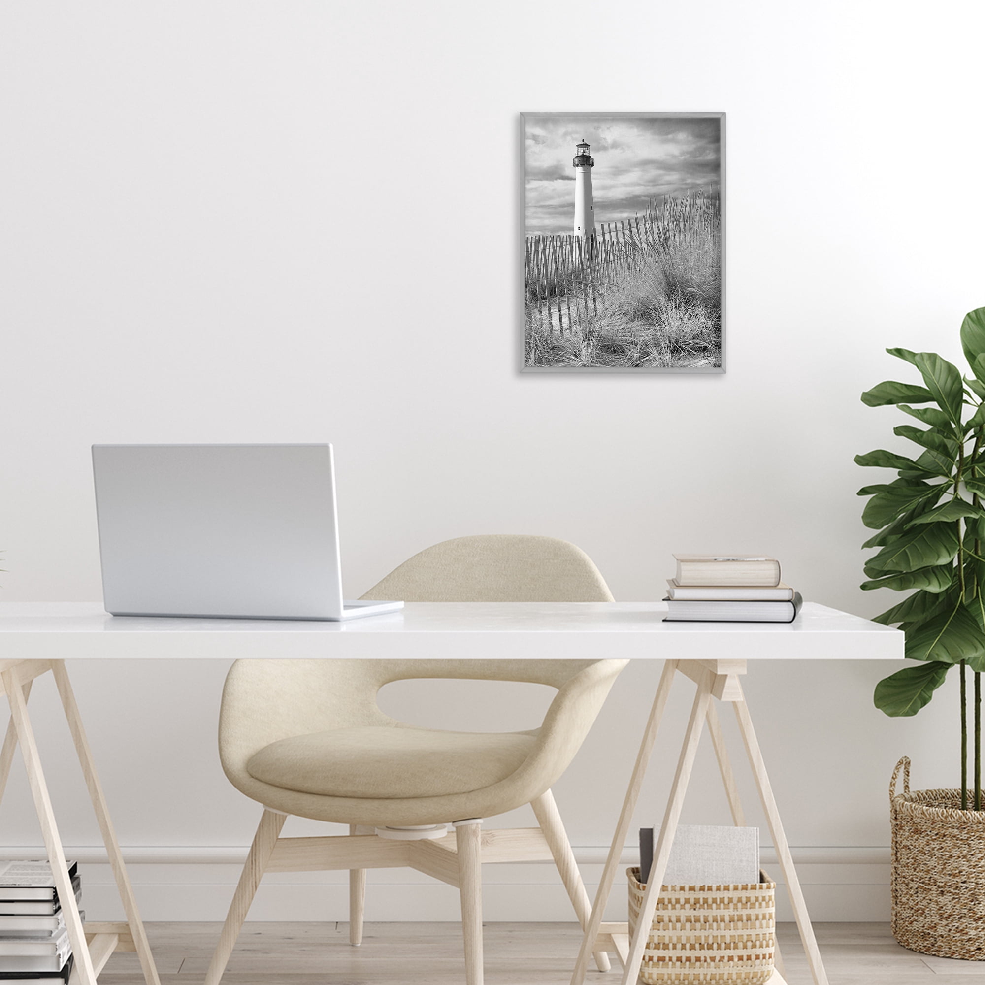 Stupell Industries Cape May Lighthouse View Gray Framed Giclee Art, design by MJ Photography