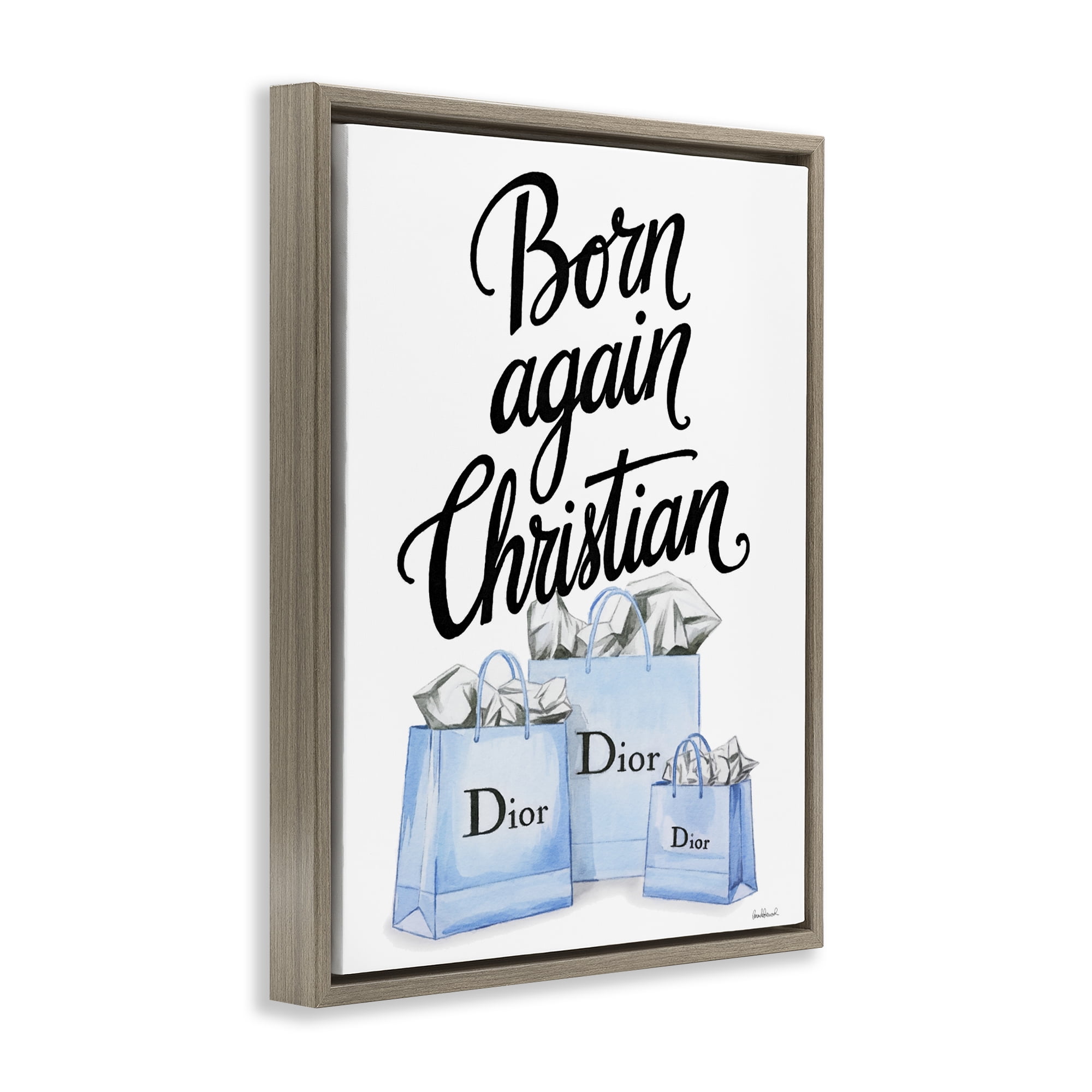 Glam Bags Born Again Christian Brown Framed Floater Canvas Wall Art, design by Amanda Greenwood