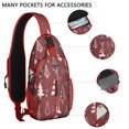 thumbnail image 2 of Sling Backpack,Red Christmas Tree and Star Pattern Crossbody Bag with Water Bottle Holder,Waterproof Sling Bag for Men/Women with Chest Phone Holder for Hiking,Travel, 2 of 6