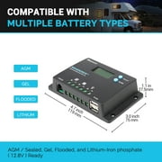 Renogy Wanderer 10 Amp 12V/24V PWM Negative Ground Solar Charge Controller Regulator Compatible with Bluetooth Module