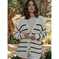 thumbnail image 2 of Women Oversized Cardigan Sweater 100% Cotton 2025 Fall Fashion V Neck Knit Button Front Casual Trendy Tops White L, 2 of 8