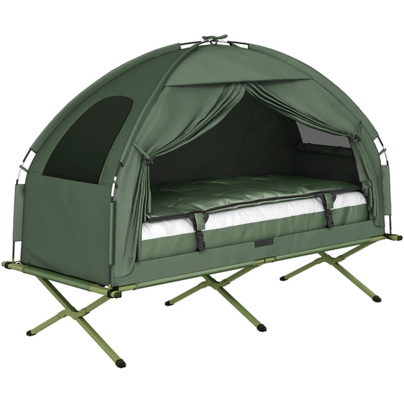 Outsunny Hiking Tent Camping Bed Cot Combo Portable w/ Sleep Bag Mattress
