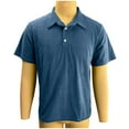 thumbnail image 5 of FRSASU Corduroy Shirt for Men Pullover Short Sleeve Polo Shirt Casual Work Collared Shirt Half Button Up Top Navy, 5 of 7
