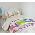 thumbnail image 2 of Ambesonne Feminine Quilted Coverlet 2 Pcs, Little Cartoon Words, Twin Size, Fuchsia Green, 2 of 5