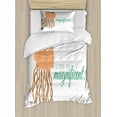 thumbnail image 1 of Jellyfish Duvet Cover Set Twin Size, Life is Magnificent Typography with Funny Cartoon Ocean Animal, Decorative 2 Piece Bedding Set with 1 Pillow Sham, Peach Sea Green and White, by Ambesonne, 1 of 3