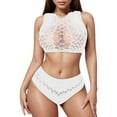 thumbnail image 1 of TSADFHJI Womens Lingerie Plus Size Robe New Lace Pattern Mysterious Underwear Mysterious Two Sets of Mesh Stockings Seductive Mesh Clothes One Size White, 1 of 9