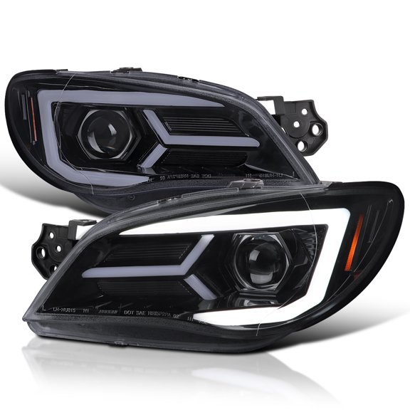 Spec-D Tuning Smoke Projector Headlights w/ Sequential LED Turn Signal Compatible with 2006-2007 Subaru Impreza WRX/STI Models Only, Left Right Pair Headlamp Assembly