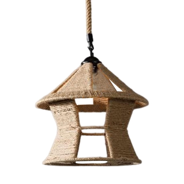 Lámpara colgante industrial tejida, luminaria colgante para cocina de estilo rústico. Estilo D