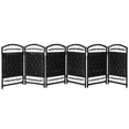 thumbnail image 2 of Red Lantern 2 ft. Short Fiber Weave Folding Screen - Black - 6 Panels, 2 of 7
